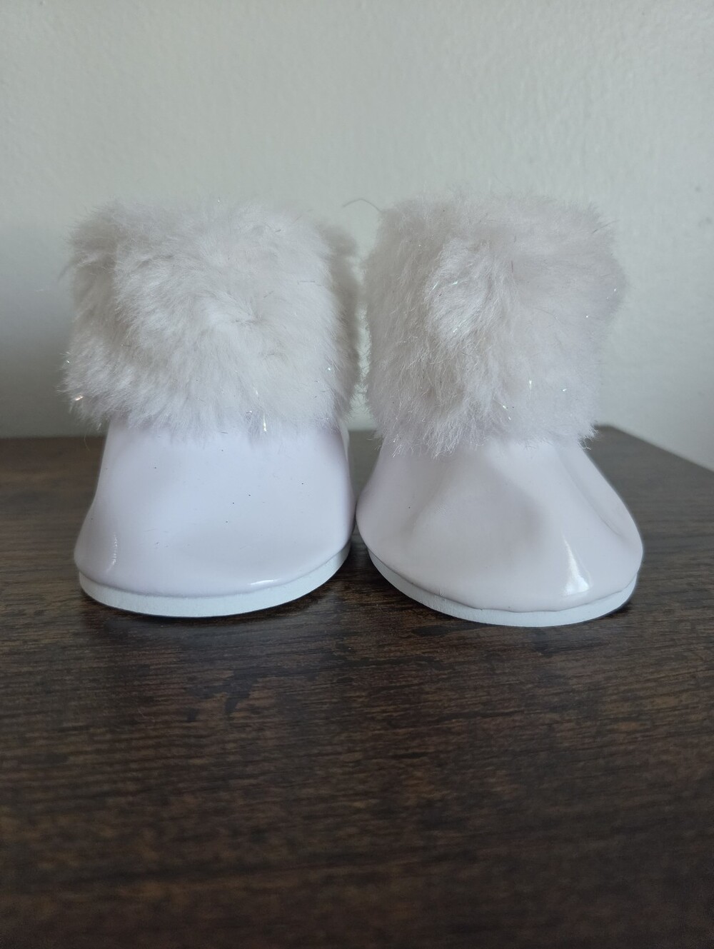 Build A Bear White Doll Boots with Sparkling Faux Fur Cuff